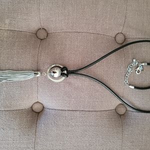 Chico's leather silver tassel Necklace